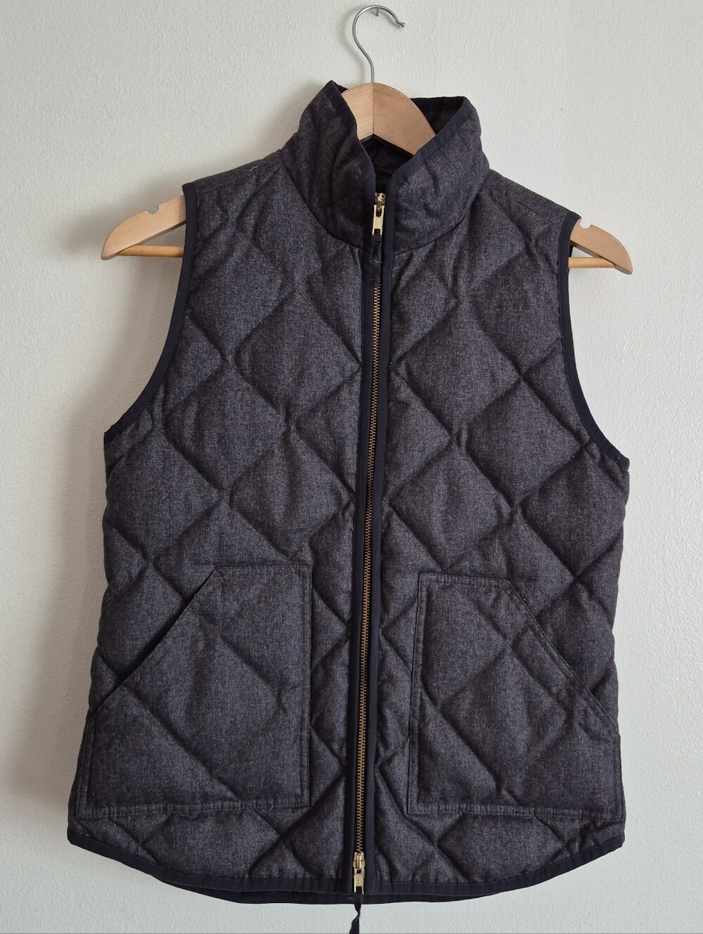 J. Crew Quilted Down Filled Puffer Vest Gray XS
